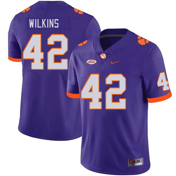 Clemson Tigers #42 Christian Wilkins College Football Jerseys Stitched Sale-Purple